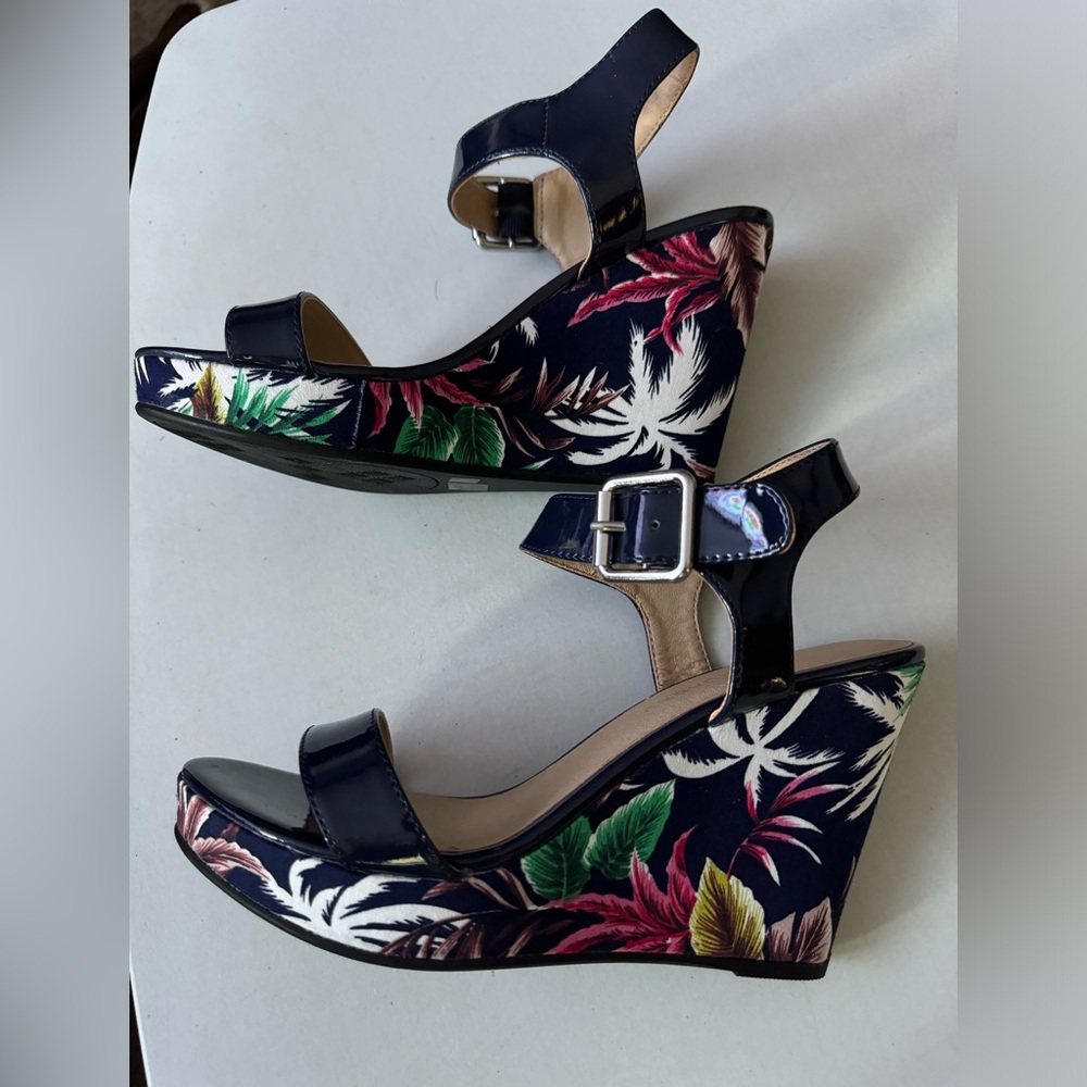 CL by Laundry, size 7-1/2 wedges. Navy blue straps. - Picture 3 of 8